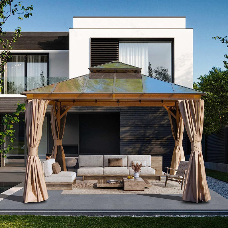 Abri de jardin pour patio en métal l 12 pi x P 12 pi