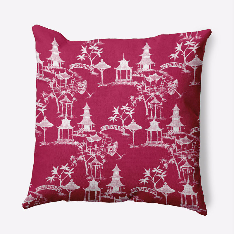 Palm Beach Toile Reversible Throw Pillow, 16" x 16", Light Pink