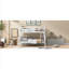 Space-Saving Twin Over Full Platform Bunk Bed Frame With Attached Ladder and Safety Guardrail, Solid Pine Soft White