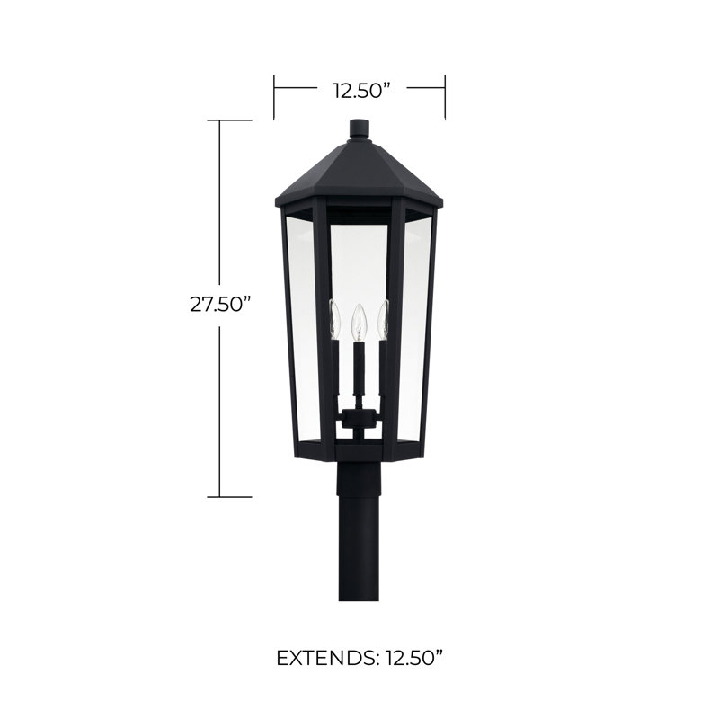 Tête de lanterne câblée à 1 lumière de 27,25 po Marcotte, Noir