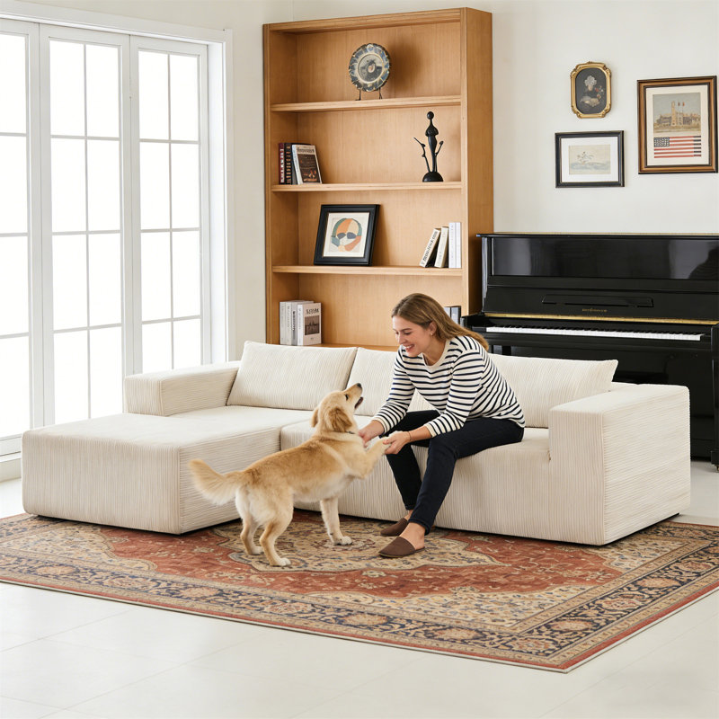 107" Compressed Sectional Sofas, Beige