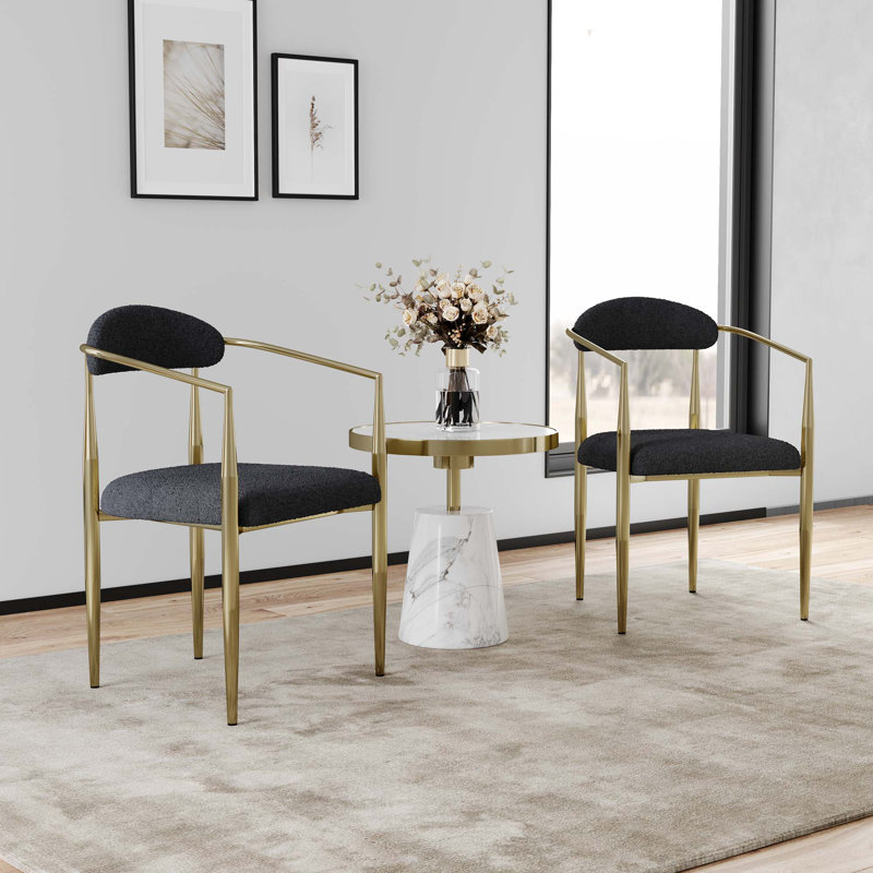 Chaises de salle à manger de style Mid-Century, Noir, Doré