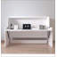Lit simple blanc extra long avec bureau intégré, parfait pour un espace compact et multifonctionnel