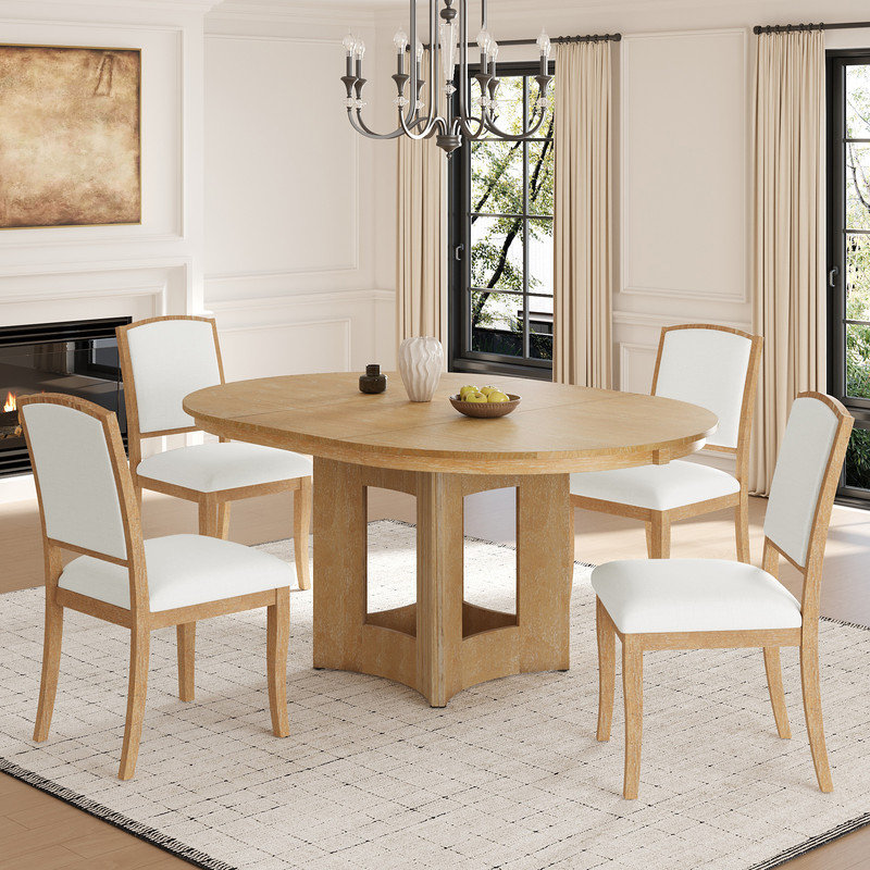 Lark Manor 5 - Piece Modern Extendable Round Dining Table Set - Wayfair ...