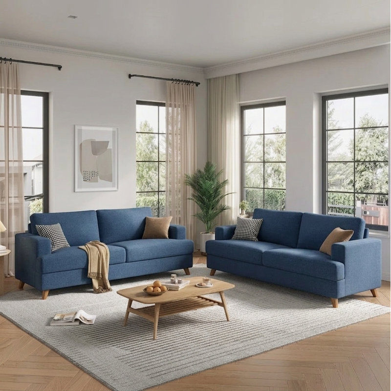 Canapé 68 po Mid Century Modern, Blue