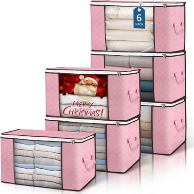 90 grands sacs de rangement, paquet de 6 bacs de rangement pour vêtements, organisateur de garde-robe pliable