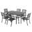 Outdoor 7-Piece Dining Set, Iron Finish, Black-1040189680