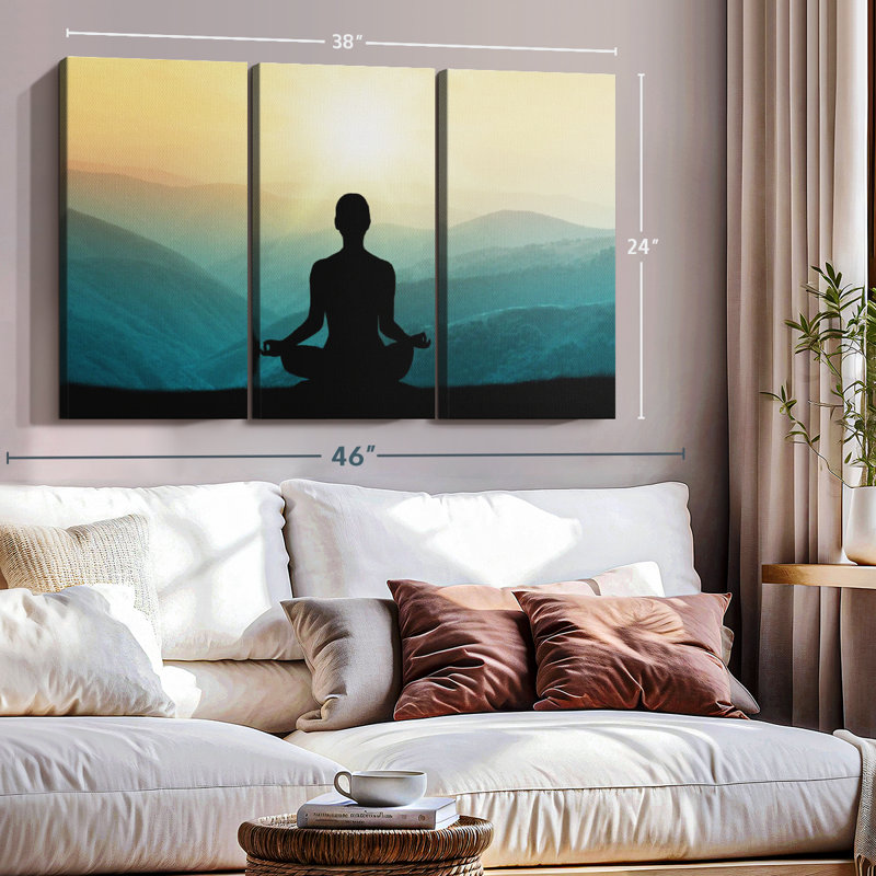 «Yoga Silhouette Wall Art» sur toile, H 24 po x l 38 po x P 1,25 po