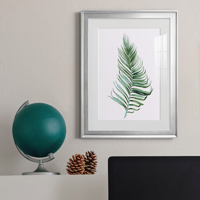 Sage Frond II - peinture encadrée, H 18,5 po x l 24,5 po x P 1,5 po, Argent