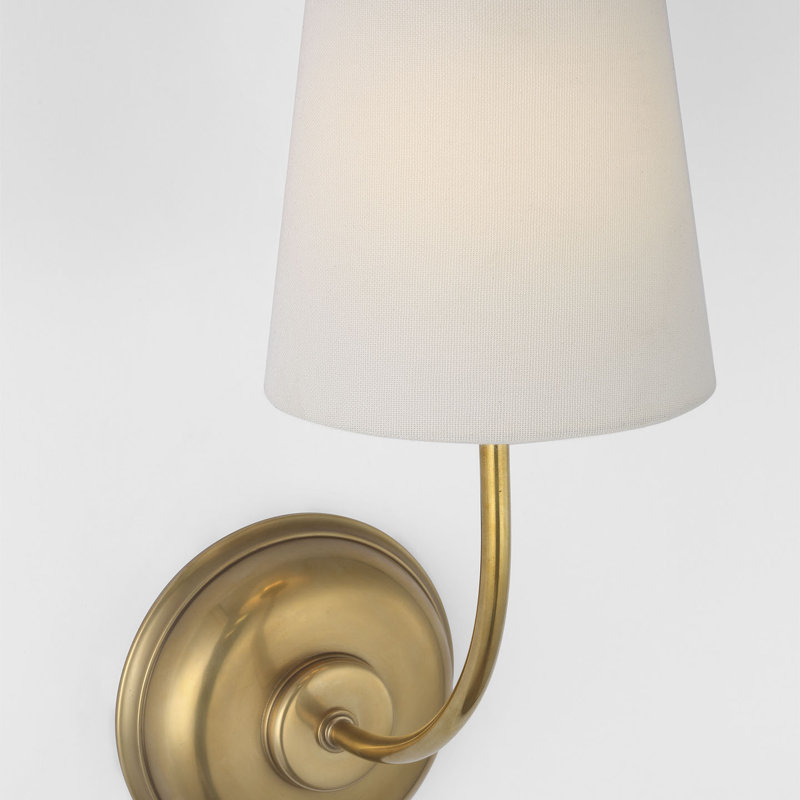 Thomas O'Brien Vendome 16" Cordless Single Sconce with Linen Shade, Hand-Rubbed Antique Brass