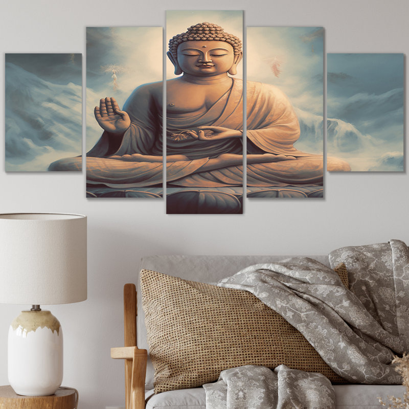 Statue de Bouddha - salon d'art mural bouddhisme - 5 panneaux