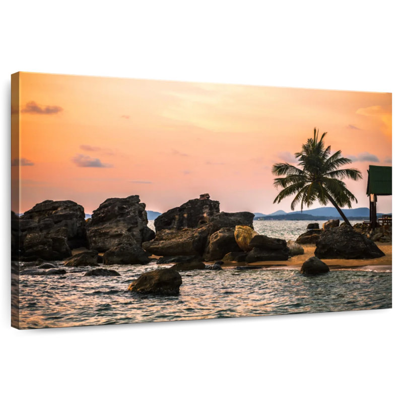 Coucher de soleil sur la plage de Gill Quard, H 8 po x l 12 po