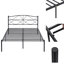 Structure de lit en métal avec tête de lit robuste en acier robuste avec plateforme à lattes et grand lit, sans sommier, facile à assembler, noir-1258293509-1267747796