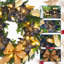 Couronne de Noël de 24 pouces avec des arcs, des feuilles d'or et des boules décoratives et des fleurs artificielles bleues pour les fenêtres, les murs, les décorations de manteau de cheminée