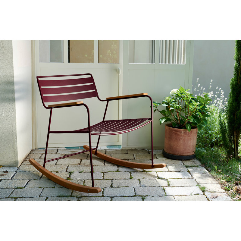 Surprising Teak Outdoor Rocker Chair, Acapulco Blue