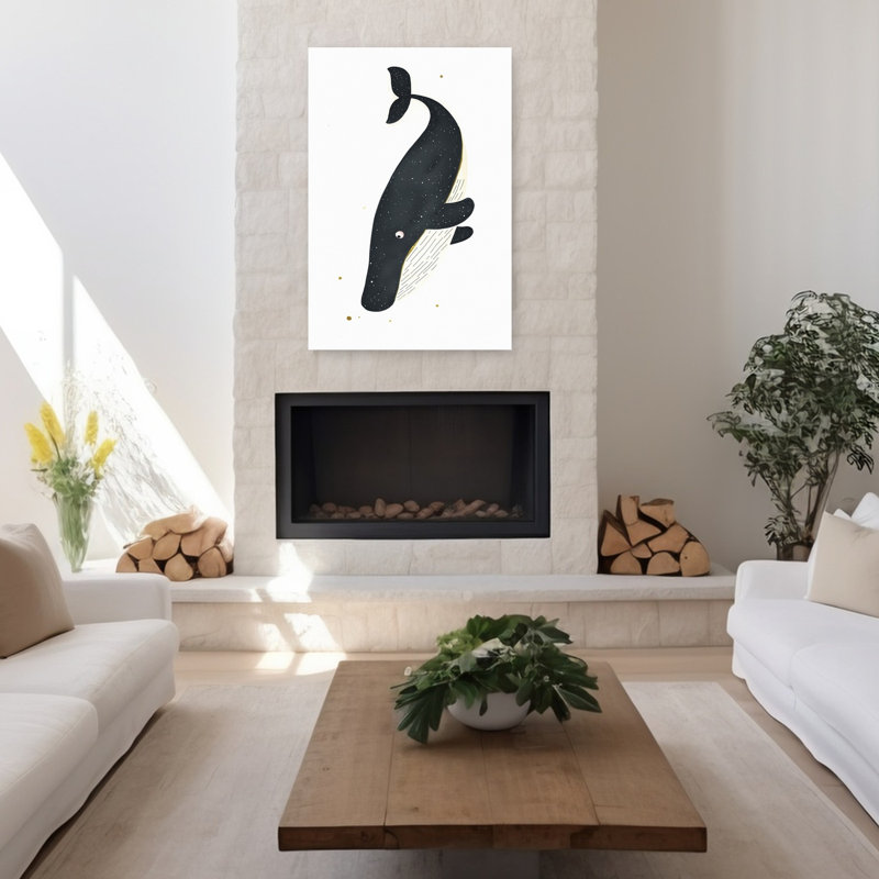«Celestial Whale Friend Playful Whimsical Contemporary Whale Ocean», reproduction d'art mural, H 48 po x l 32 po