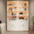 Tall Industrial Bookcase with Door 6 Tiers and LED Light  for Home Office Living Room-1837184916