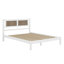 Structure de lit plateforme en bois pour grand lit avec tête de lit en rotin naturel