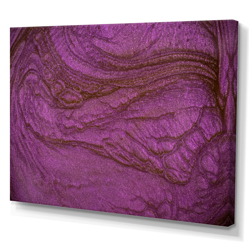 Or ondulé doré et mauve - art moderne sur toile, H 8 po x l 12 po x P 1 po, Toile tendue