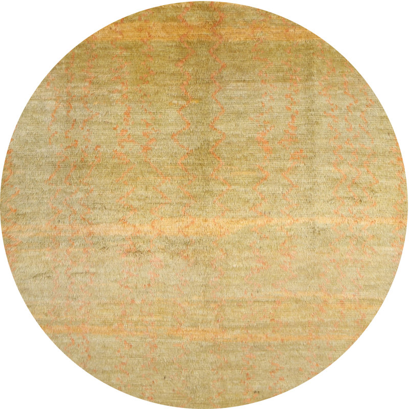 Tapis jaune/gris contemporain, Rond 3 pi
