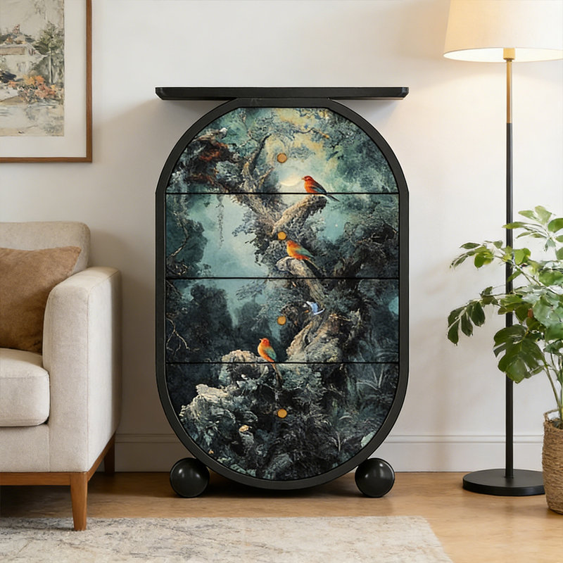 Armoire de rangement 4 tiroirs Art, Noir