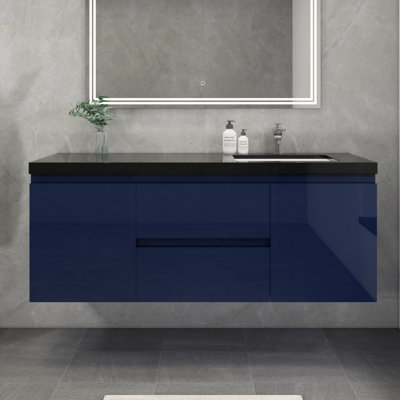 Castin 60" Wall-Mounted Single Right Sink Bathroom Vanity Set