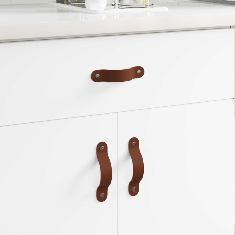 Vidaxl Cabinet Handles Wall-Mounted Brown PU Hardware Storage Accessories