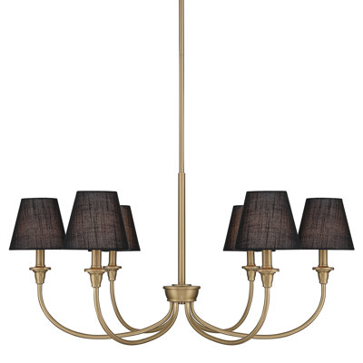 Cambria 6-Light Chandelier in Oil Rubbed Bronze with Pleated White Shades