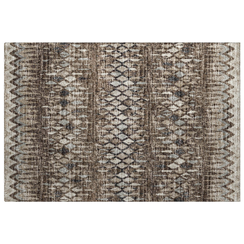 Premium Machine Washable Dream Shag Chevron Rug, 1'8" x 2'6", Brown