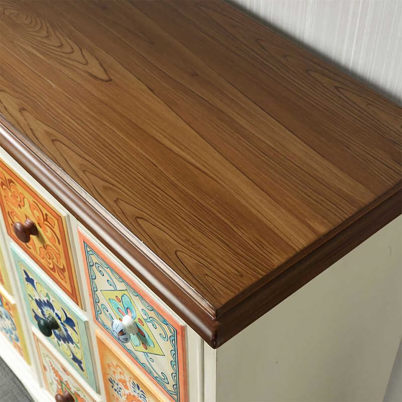 Hand-Painted Art Cabinet with Large Storage
