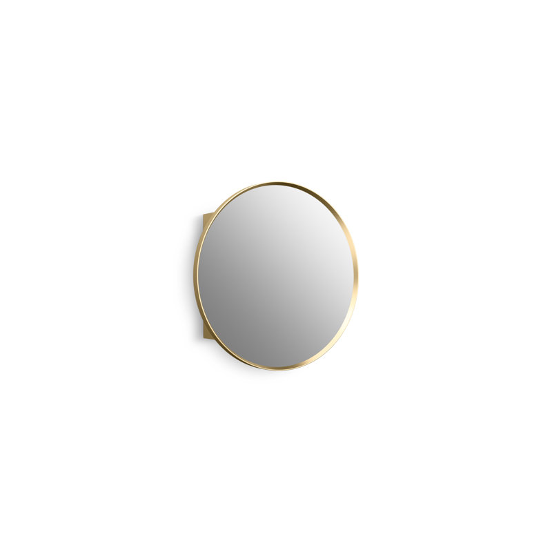 Verdera 24 in Round Framed Medicine Cabinet, Surface Mount or Recessed, Brushed Gold