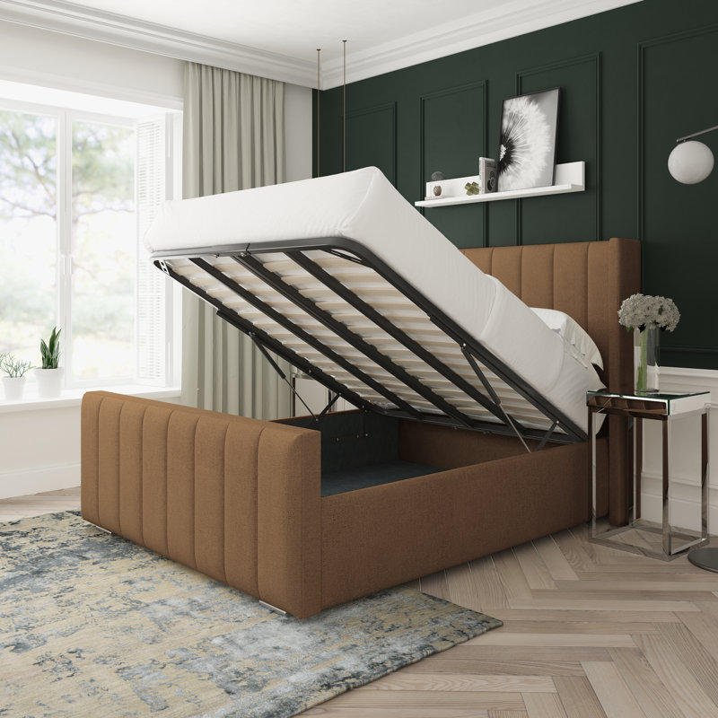 Aspen Wool Upholstered Ottoman Bed Frame, Super King (6'), Mink
