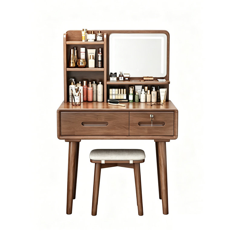 Coiffeuse simple en bois massif de 60 cm avec miroir de maquillage, 45.28" H x23.62" W x15.75" D