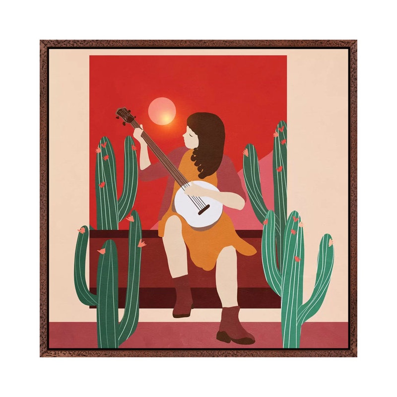 Women In Music 8 by Viviana Gonzalez - Print on Canvas, Classic Brown Wood Framed, 93.98cm H x 93.98cm W x 3.81cm D