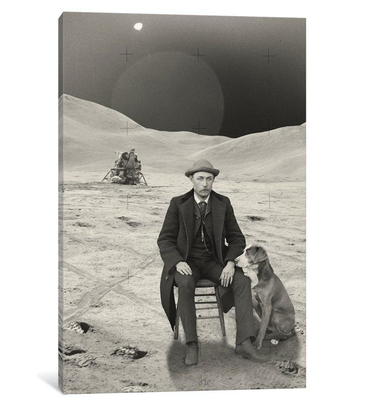 « moon man », impression sur toile, H 40 po x l 26 po x P 1,5 po, Pas de tapis, Toile tendue