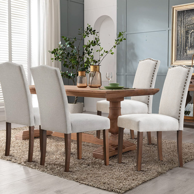 Chaise parsons en tissu Eliso, Blanc