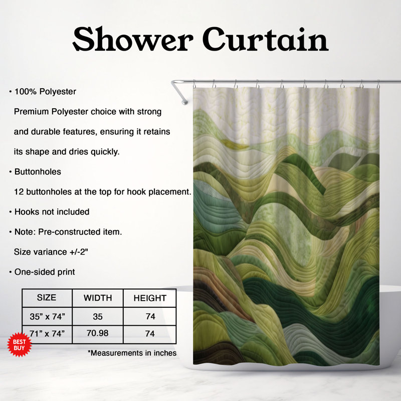 Rideau de douche Frutuoso, H 74 po x l 71 po