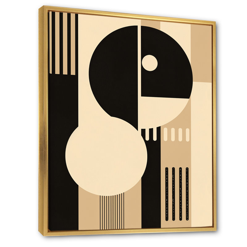 Essential Existance Circular Geometrics - Modern Geometric Wall Decor, 32" H x 24" W x 1" D, Gold Floater Framed
