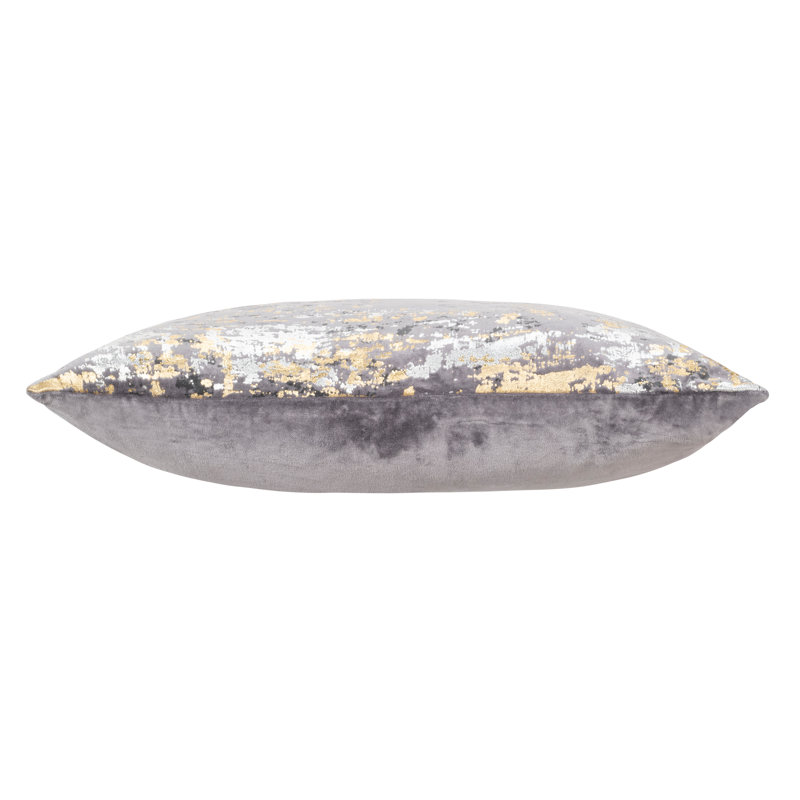 Oreiller en velours moucheté Foil, Gris / Or / Argent