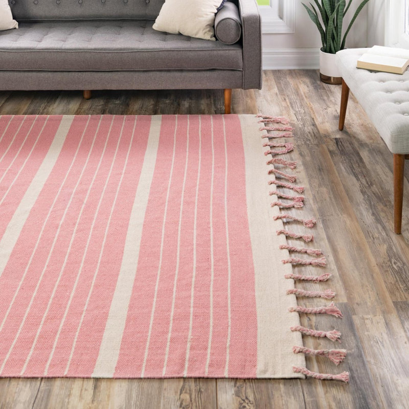 Abisaid Cotton Striped Indoor Rug, Square 7'1"