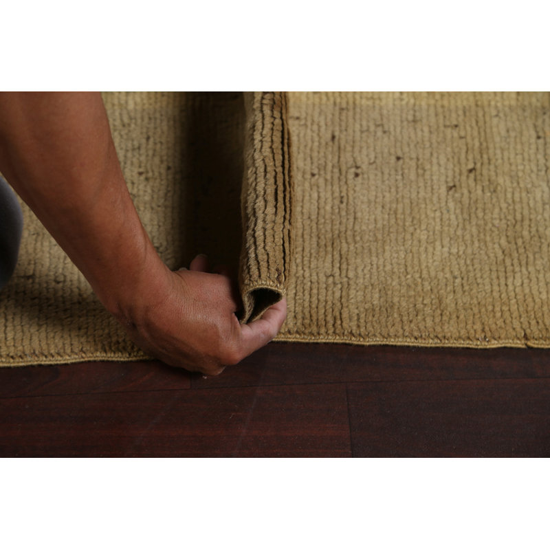 Tapis vert en laine noué à la main de conception unique 12 pi 4 po x 18 pi 9 po Nechelle