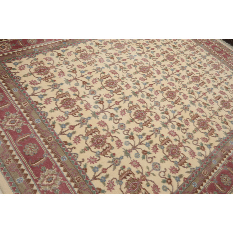 Tapis velouté en laine noué à la main 8 x 8 po Herati Pande Cameron