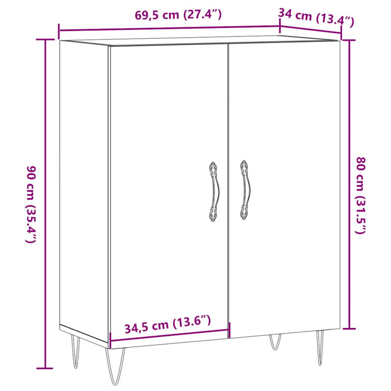 Manuele Metal 2 - Door Rectangle Accent Cabinet, Old Wood