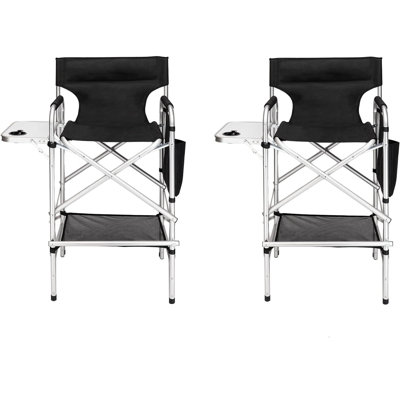 Frame Folding Directors Chair With Side Table(2 Pack)