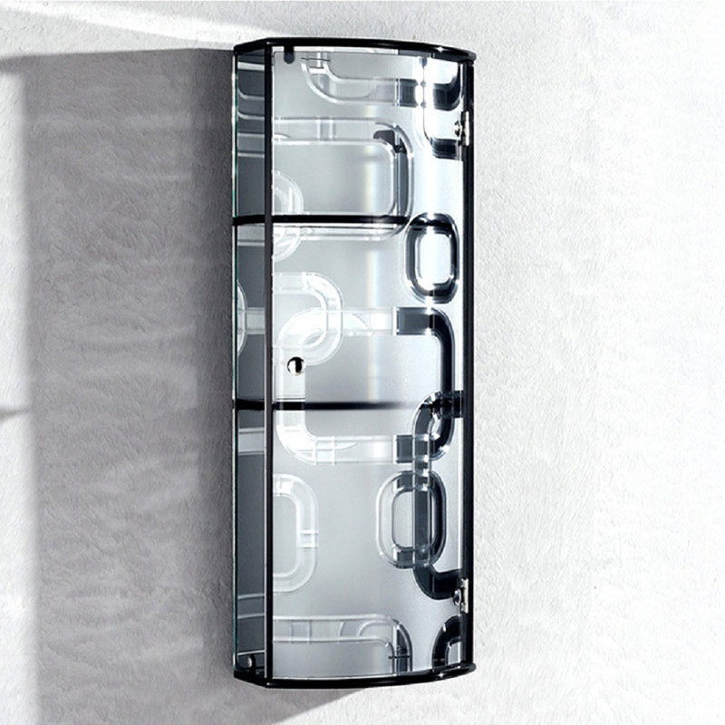 Cynda Glass Wall Bathroom Cabinet, Black Crystal