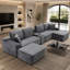 Canapé d'angle 125'' avec deux poufs, canapé infonuagique avec assise profonde, canapé en forme de U avec porte-gobelets et ports USB, canapés en velours côtelé pour salon, gris-542219875