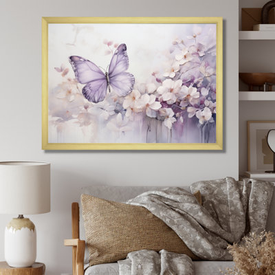 Papillon mauve en vol enchanté II - Art mural papillon