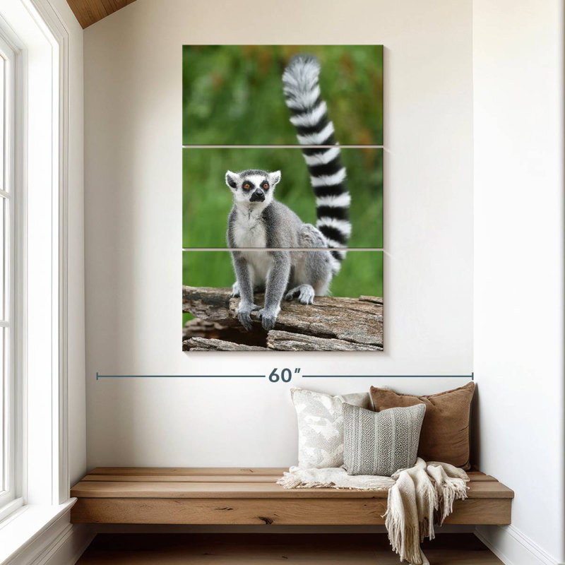 Brampt Ring Tailed Lemur On A Log, 50" H x 32" W