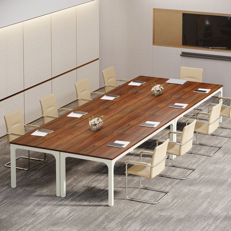 Table de conférence 6,5 pi, table de réunion, Blanc / Doré