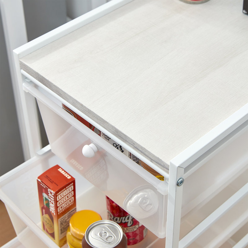 Commode de rangement roulante 4 tiroirs Suprima, Transparent